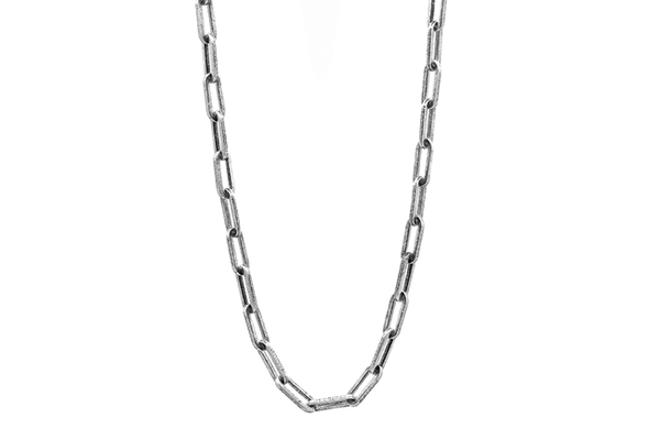 Panama Long Link Chain in Distressed Silver