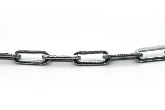 Panama Long Link Chain in Distressed Silver