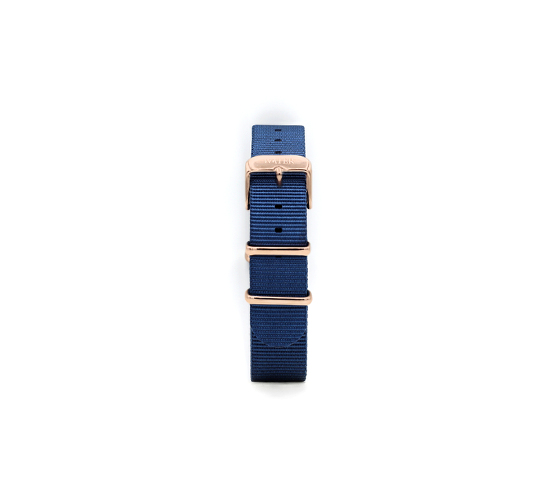Nato Strap in WATER Blue/Rose Gold